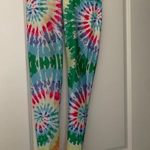 Feed me fight me tie-dye leggings